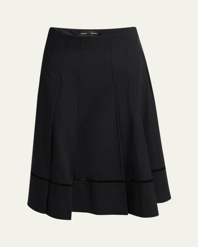 Laci Pleated Eco Cotton Poplin Midi Skirt